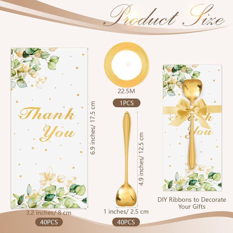 Rtteri 40 قطعة من ملاعق الشاي على شكل قلب هدايا حفل الزفاف - Image 2