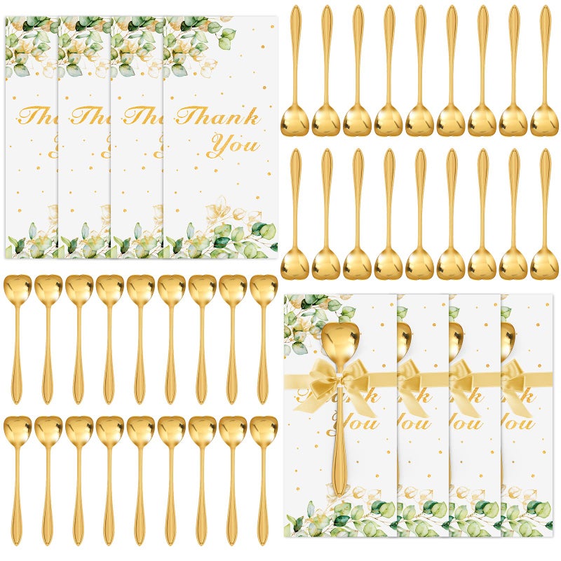 Rtteri 40 قطعة من ملاعق الشاي على شكل قلب هدايا حفل الزفاف - Image 1