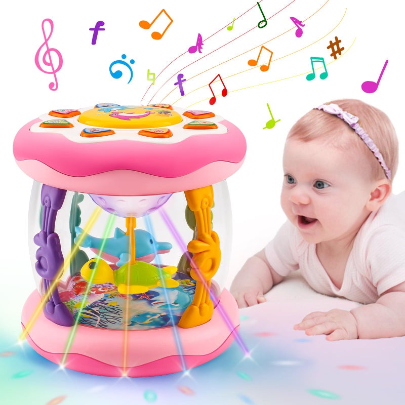 Tsomtto Baby Girls Toys 06 Months Ocean Projector Rotating Musical Light Up Tummy Time Toy Infant Aquarium 03 4 5 6 7 8 9 Months Crawling Toys Babies 612 Month Girl 1 Year Old Birthday Newborn Shower Gifts - Image 2