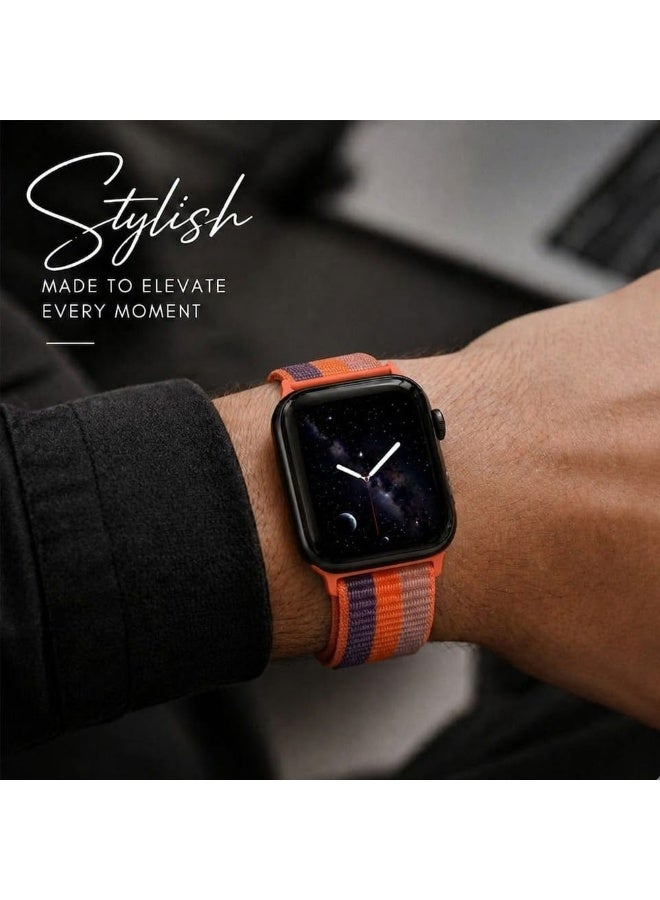 MARGOUN Breathable Nylon Sport Loop Band Compatible with Apple Watch 44mm 45mm 46mm 49mm for Women Men, iWatch Wrist Straps for Ultra 3 2, Se, Series 11 10 9 8 7 - Summer Melon - Image 5