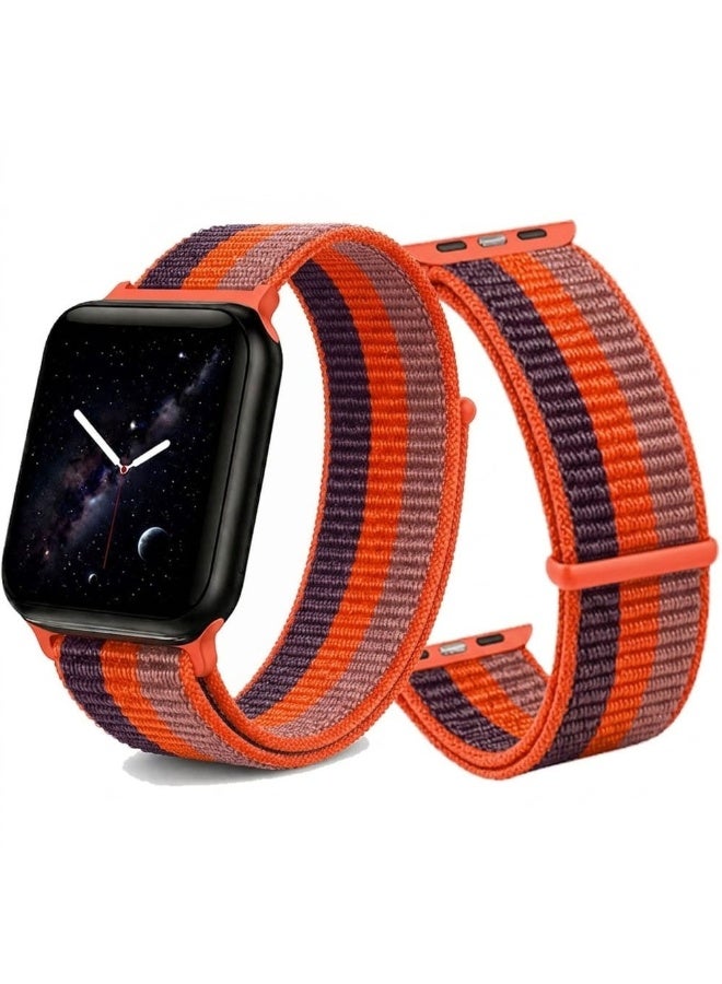 MARGOUN Breathable Nylon Sport Loop Band Compatible with Apple Watch 44mm 45mm 46mm 49mm for Women Men, iWatch Wrist Straps for Ultra 3 2, Se, Series 11 10 9 8 7 - Summer Melon - Image 2
