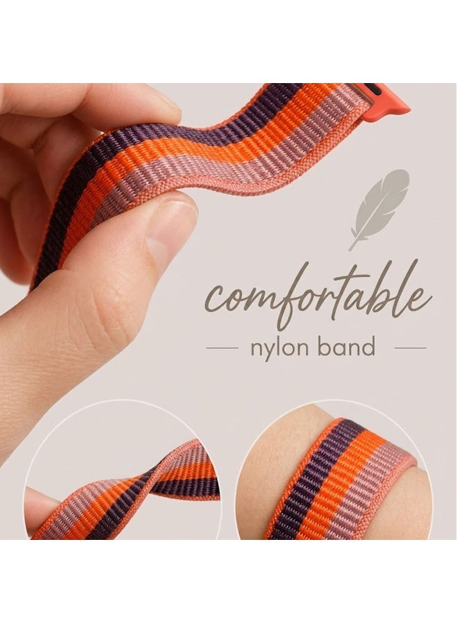 MARGOUN Breathable Nylon Sport Loop Band Compatible with Apple Watch 44mm 45mm 46mm 49mm for Women Men, iWatch Wrist Straps for Ultra 3 2, Se, Series 11 10 9 8 7 - Summer Melon - Image 4