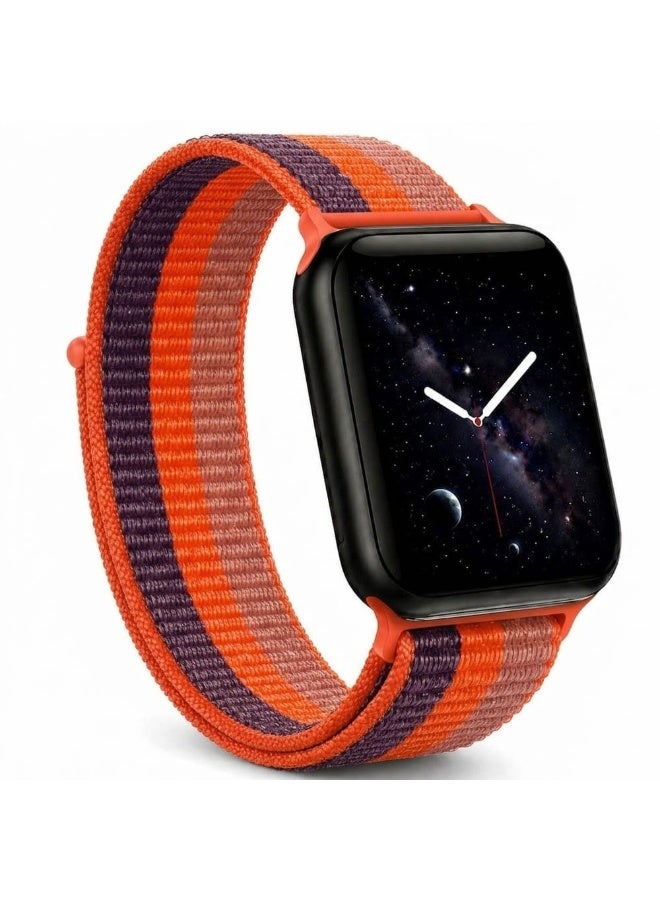 MARGOUN Breathable Nylon Sport Loop Band Compatible with Apple Watch 44mm 45mm 46mm 49mm for Women Men, iWatch Wrist Straps for Ultra 3 2, Se, Series 11 10 9 8 7 - Summer Melon - Image 1