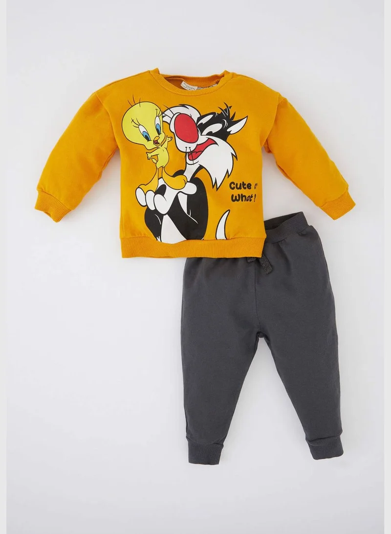 DeFacto 2 Pack BabyBoy Looney Tunes Licenced Regular Fit Bike Neck Long Sleeve Knitted Set