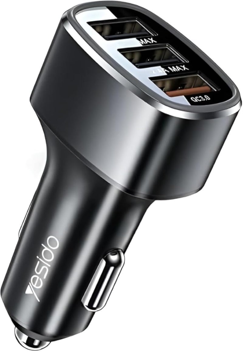 Next Store QC 3.0 Smart Car Charger with 3 USB Ports, 42W Fast Charging, Compact Design, Advanced Protection, Multiple Device Charging, Wide Compatibility for Cars