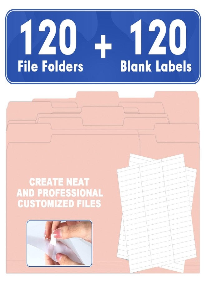 HERKKA File Folder, HERKKA 120 Pack 1/3 Cut Tab File Folders, File Folders Great for Organizing and Filing, Letter Size, Pink - Image 5