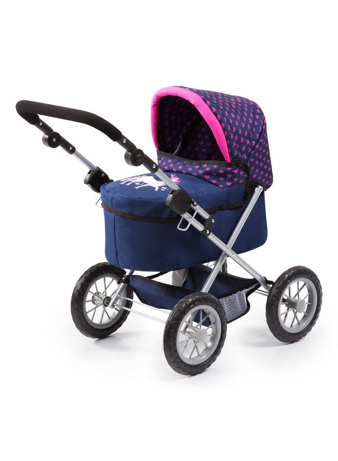 Bayer Design دمى: عربة عصرية زرقاء وردية مع قلوب تشمل حقيبة كتف تناسب الدمى حتى 18 مقبض قابل للتعديل للأطفال للعب التخيلي سلة تسوق سهلة الطي للأعمار 3 سنوات فما فوق - Image 5