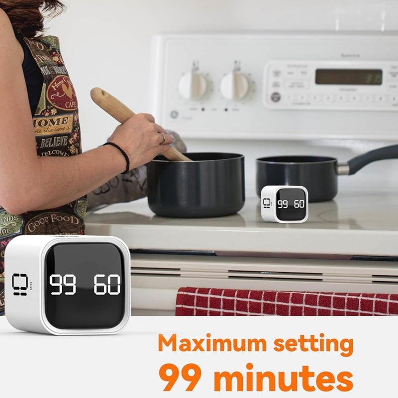 Silent Rotation Timer Black 5-60 Minute Preset Countdown USB Rechargeable - Image 2