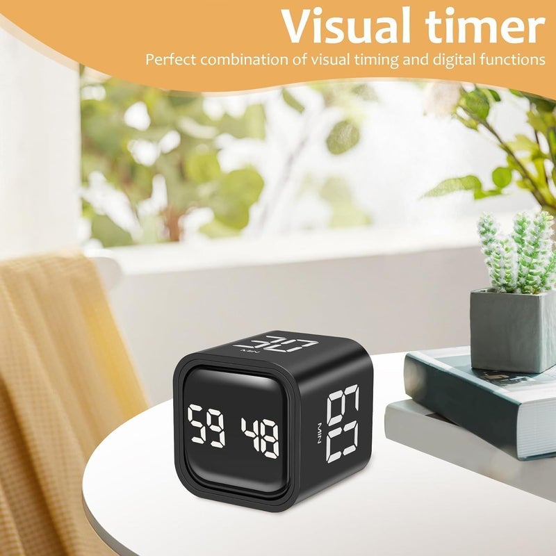 Silent Rotation Timer Black 5-60 Minute Preset Countdown USB Rechargeable - Image 1