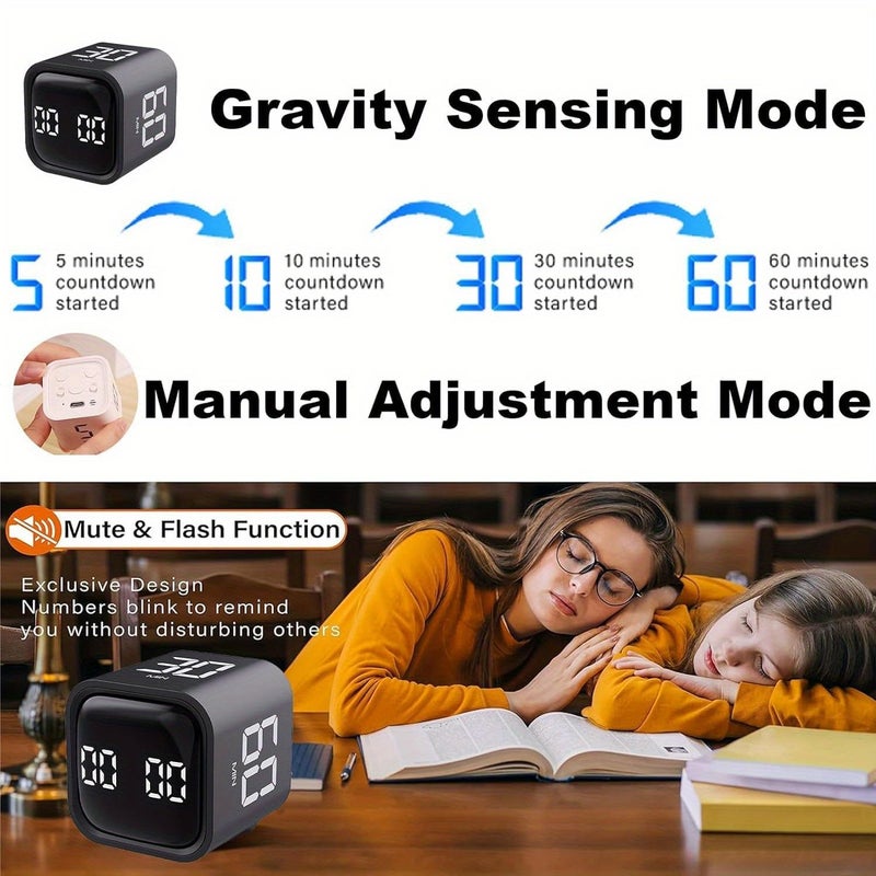 Silent Rotation Timer Black 5-60 Minute Preset Countdown USB Rechargeable - Image 4