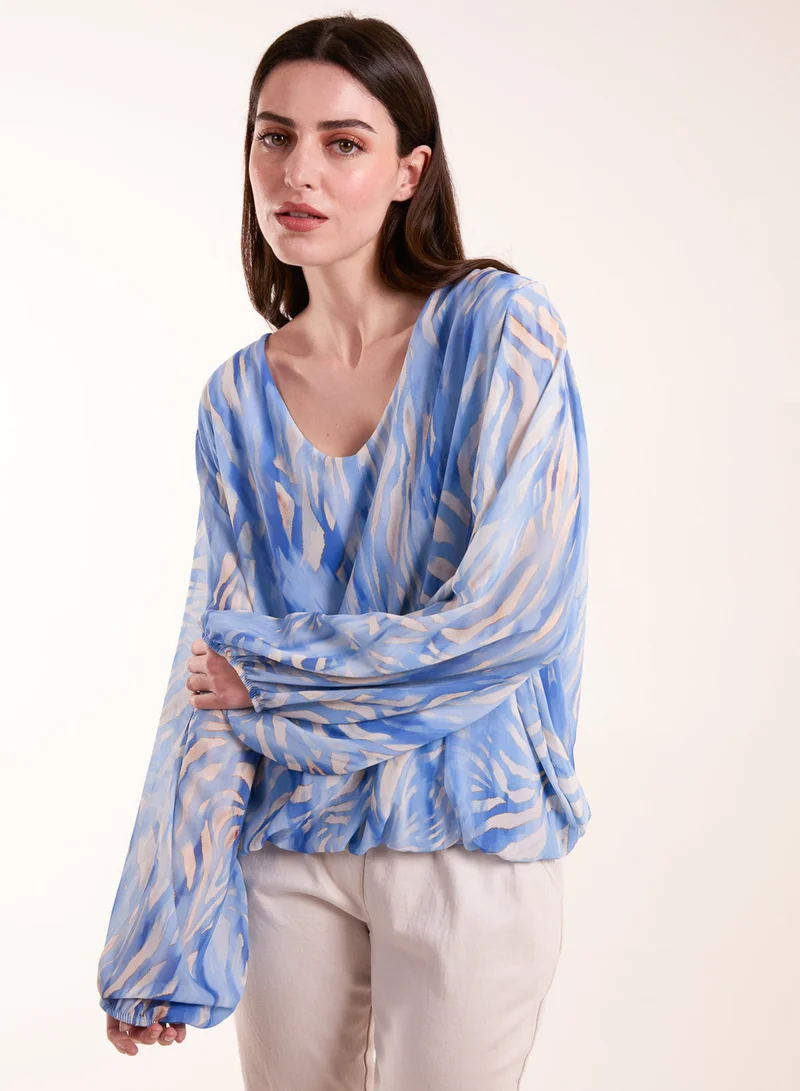 بلو فانيلا Watercolour V Neck Top