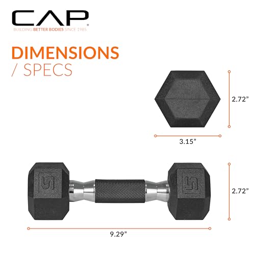 CAP Barbell أوزان الدمبل المغلفة من CAP باربل مع مقبض مبطن، زوج، 5 أرطال - Image 4