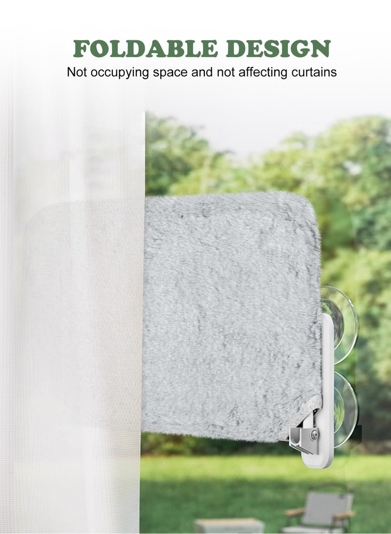 أوربازار أرجوحة قطط قابلة للطي للنافذة - لاسلكية، سرير مبطن مدمج قابل للغسل في الغسالة، إطار معدني قوي - مجثم نافذة للقطط الكبيرة والقطط الصغيرة (لعبة عصا قطط إضافية) - Image 5