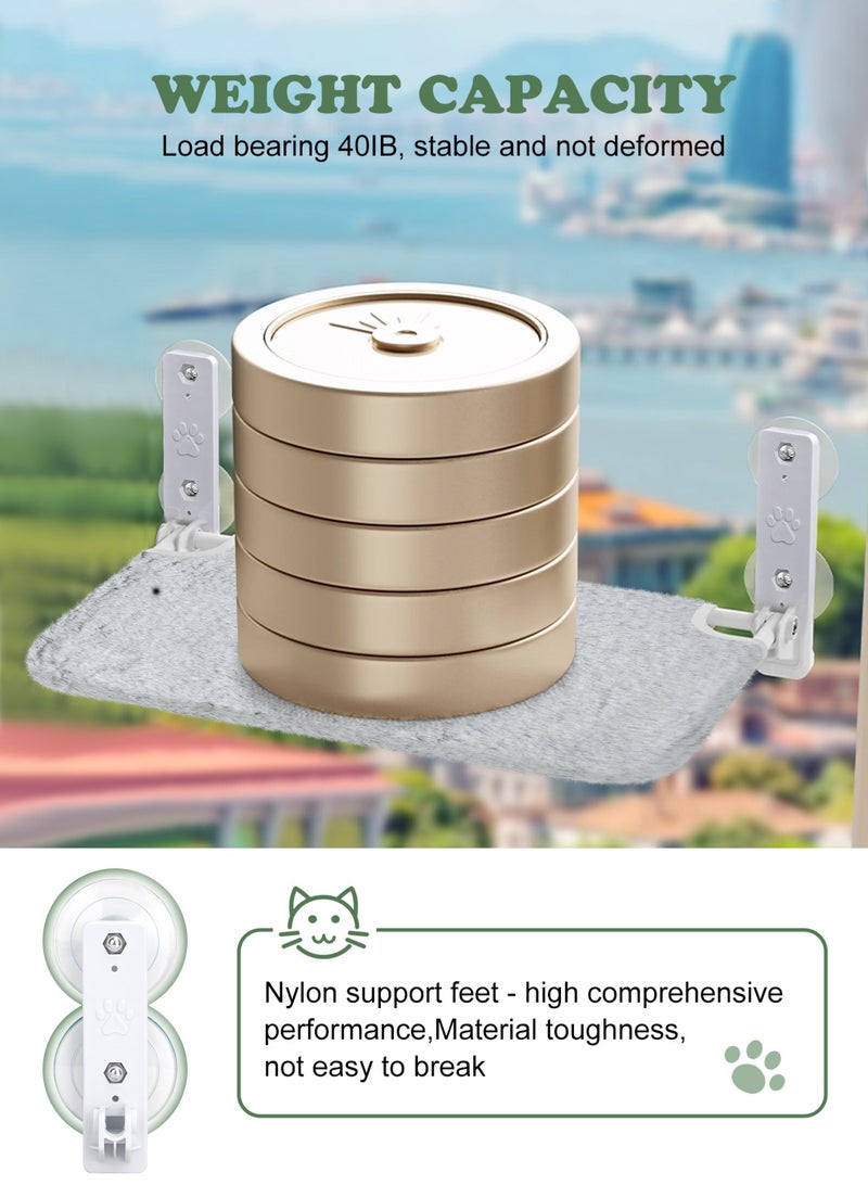 أوربازار أرجوحة قطط قابلة للطي للنافذة - لاسلكية، سرير مبطن مدمج قابل للغسل في الغسالة، إطار معدني قوي - مجثم نافذة للقطط الكبيرة والقطط الصغيرة (لعبة عصا قطط إضافية) - Image 3