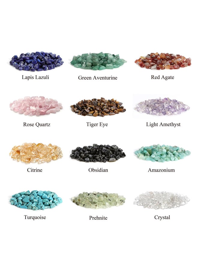 5-8mm Irregular Crystal Gemstone Beads for Jewelry Making by Bednova (Includes Box with 2m Clear Elastic String and Hand Tool) Set #1