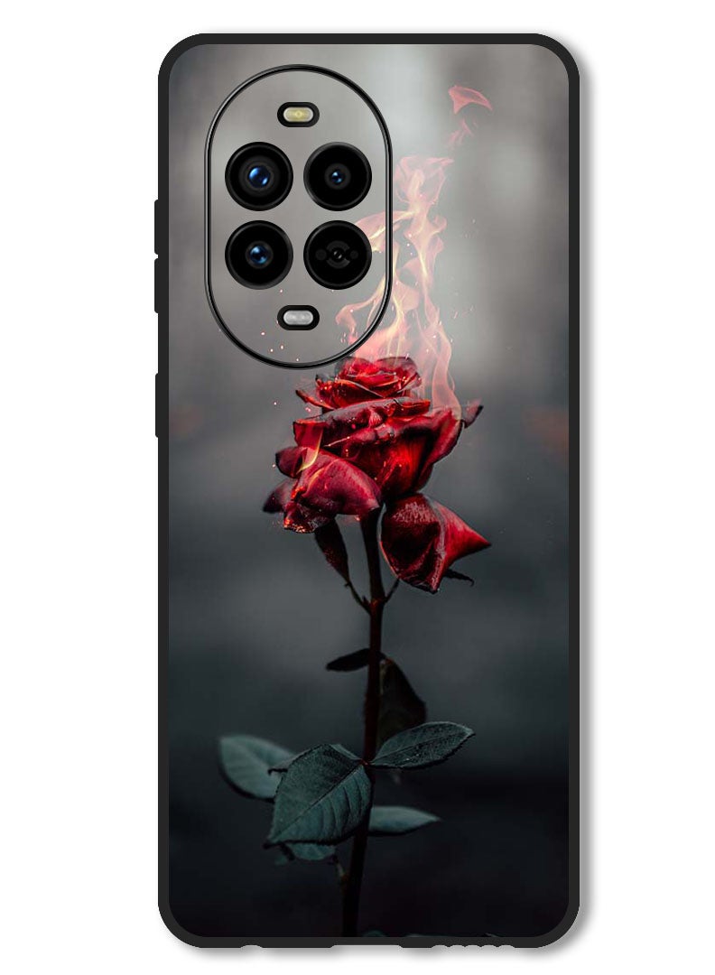 Theodor Case Compatible with Huawei Nova 13 Pro Protection Shockproof Bumper Cover Burning Red Rose - Image 1