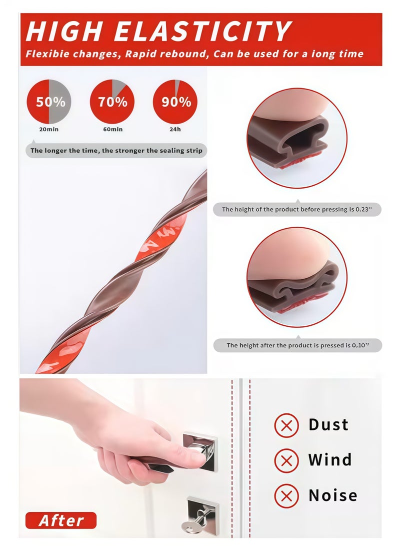 XiuWoo Seal Strip,Weather Stripping Door Seal Strip,D Shape Door Rubber Weather Seal Strip,Self-Adhesive Rubber Door Insulation Weather Strip, Sound Proof Door Strips for Windows and Doors House Soundproofing,Windproof,Dustproof(10mm*6mm,black) - Image 4