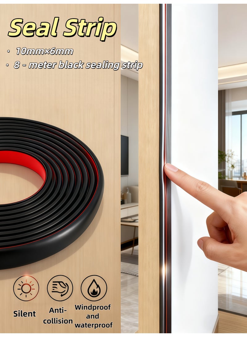 XiuWoo Seal Strip,Weather Stripping Door Seal Strip,D Shape Door Rubber Weather Seal Strip,Self-Adhesive Rubber Door Insulation Weather Strip, Sound Proof Door Strips for Windows and Doors House Soundproofing,Windproof,Dustproof(10mm*6mm,black) - Image 1