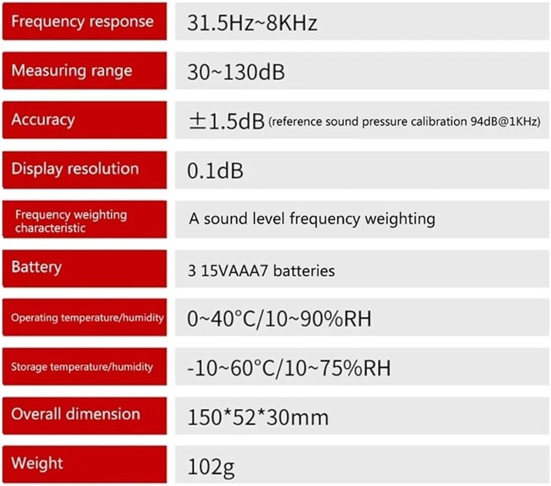مقياس مستوى الصوت الرقمي، مراقب ضوضاء الديسيبل 30-130 ديسيبل للمنزل والمستشفى والمكتبة - Image 2