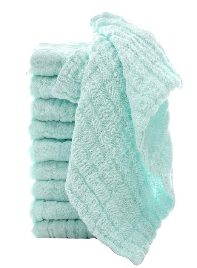 SEMITO Reusable Muslin Face Towels for Babies | Soft Cotton Washcloths & Napkins for Infants & Toddlers | Six Layer Muslin Cloth Extra Soft Hankies (3, Green) - Image 2