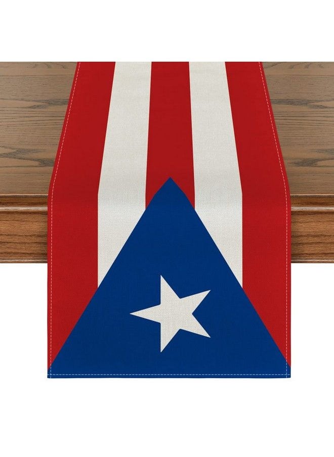 Artoid Mode - Puerto Rican Table Runner Seasonal Puerto Rico Themed Party Holiday Kitchen Dining Table Decoration For Indoor Outdoor Home Party Decor 13 X 72 Inch - Image 1