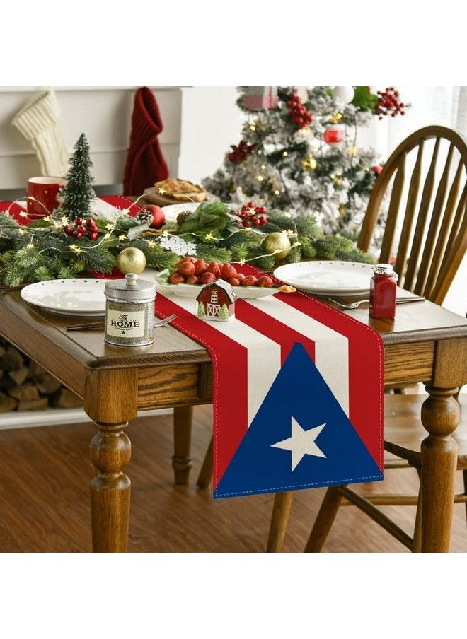 Artoid Mode - Puerto Rican Table Runner Seasonal Puerto Rico Themed Party Holiday Kitchen Dining Table Decoration For Indoor Outdoor Home Party Decor 13 X 72 Inch - Image 1