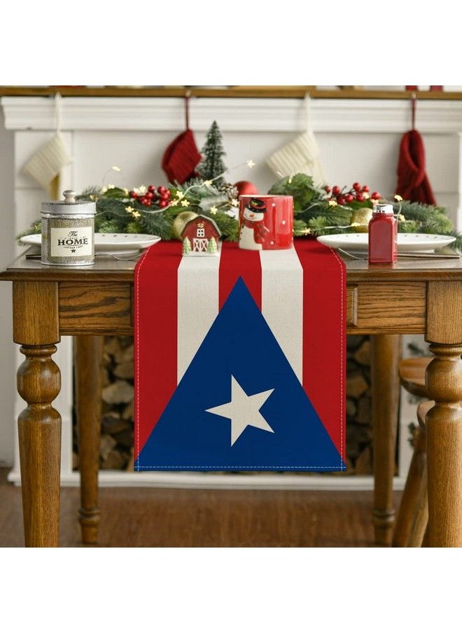 Artoid Mode - Puerto Rican Table Runner Seasonal Puerto Rico Themed Party Holiday Kitchen Dining Table Decoration For Indoor Outdoor Home Party Decor 13 X 72 Inch - Image 1