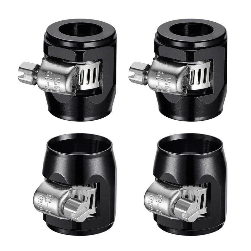 58 Rubber Hose Connector With Pipe Clamps  10an Finisher With Screw Band for Fuel Line 4PcsPack Black Clamps Great for FuelOilDieselGasAir and Water Pipe