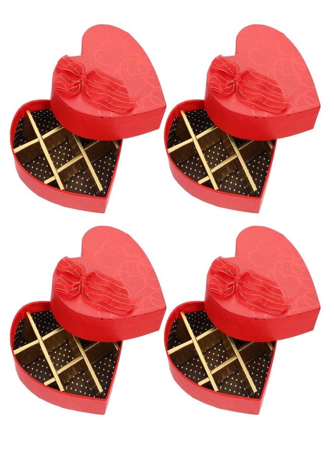 VICASKY 4 Pcs Heart Shaped Cardboard Gift Boxes, Empty Flower and Chocolate Boxes for Jewelry, Scarves, Valentine's Day and Floral Arrangements, Red - Image 1