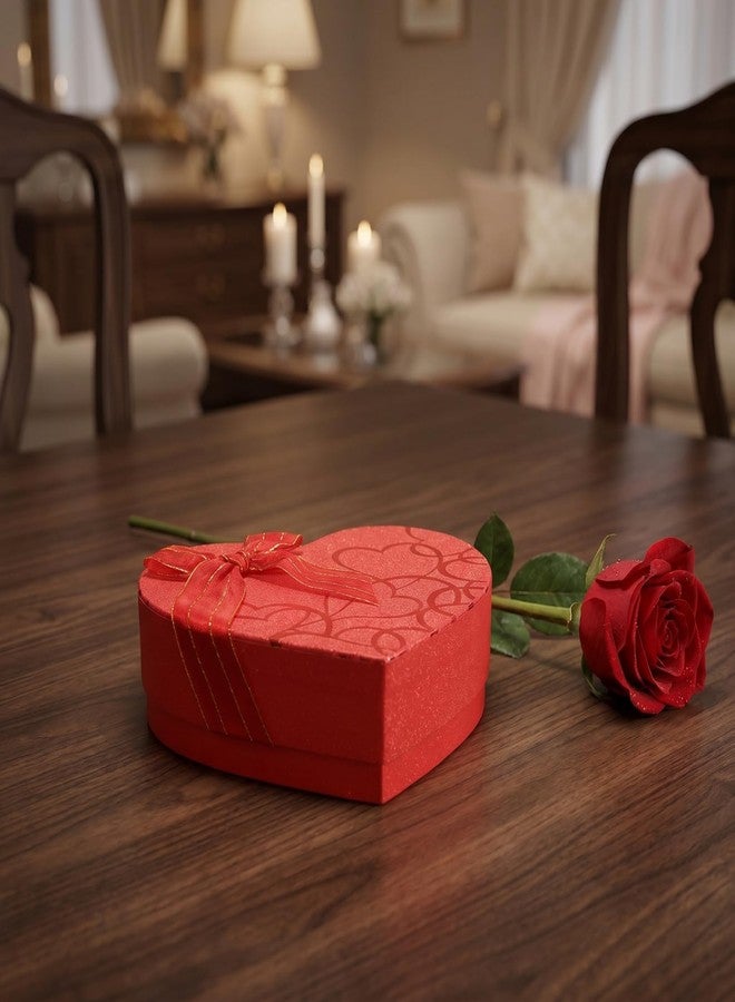 VICASKY 4 Pcs Heart Shaped Cardboard Gift Boxes, Empty Flower and Chocolate Boxes for Jewelry, Scarves, Valentine's Day and Floral Arrangements, Red - Image 3