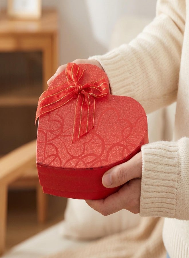 VICASKY 4 Pcs Heart Shaped Cardboard Gift Boxes, Empty Flower and Chocolate Boxes for Jewelry, Scarves, Valentine's Day and Floral Arrangements, Red - Image 2