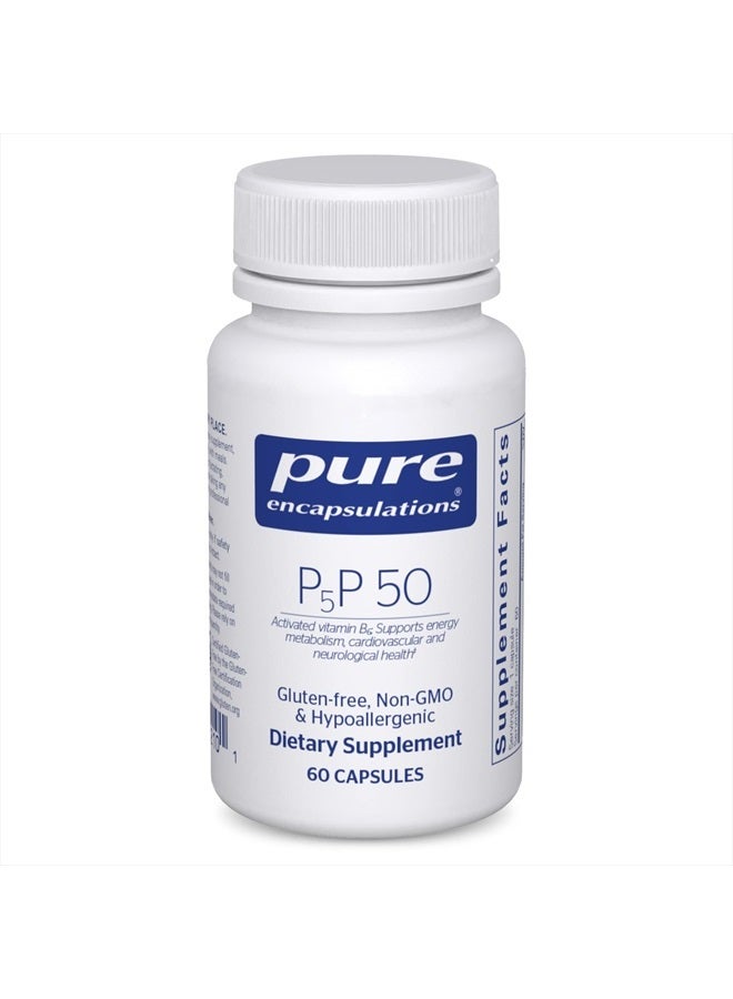 Pure Encapsulations P5P 50 - Active Vitamin B6 - Supports Energy Metabolism & Brain Health* - Gluten Free & Non-GMO - 60 Capsules - Image 1