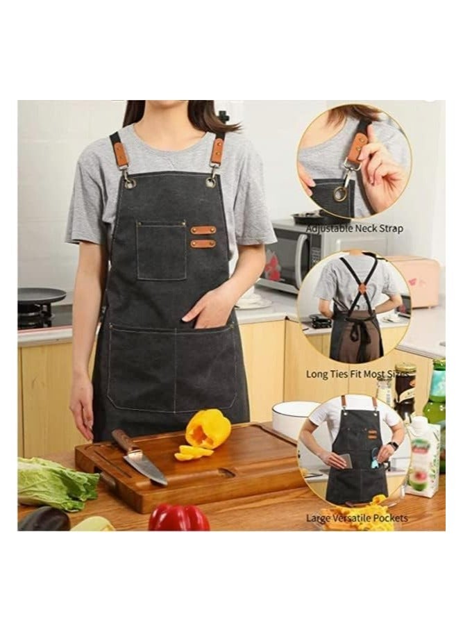 أوزيغالور مئزر شيف من القطن الأسود مع جيوب للرجال والنساء - Image 5