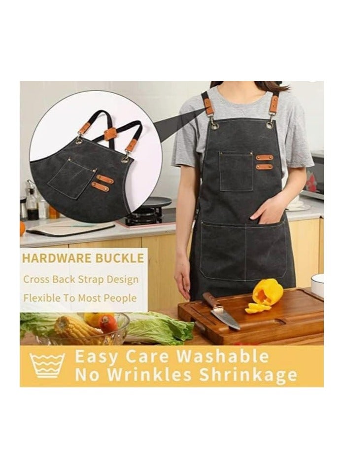 أوزيغالور مئزر شيف من القطن الأسود مع جيوب للرجال والنساء - Image 3