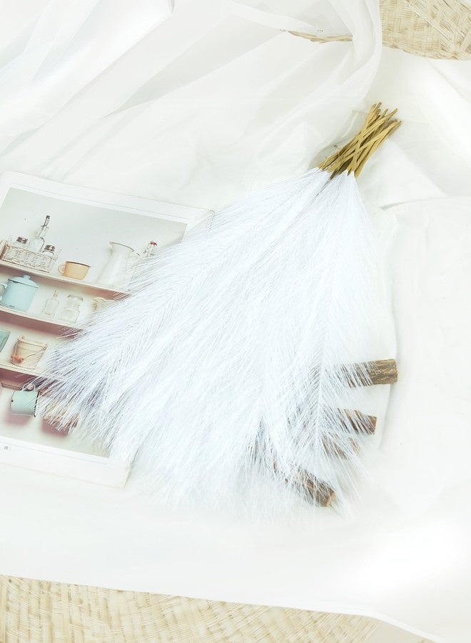 Generic 10-piece set of off-white double-pronged pampas grass imitation reeds, artificial bulrush decoration suitable for any scene arrangement  - Image 5