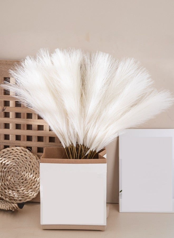 Generic 10-piece set of off-white double-pronged pampas grass imitation reeds, artificial bulrush decoration suitable for any scene arrangement  - Image 1