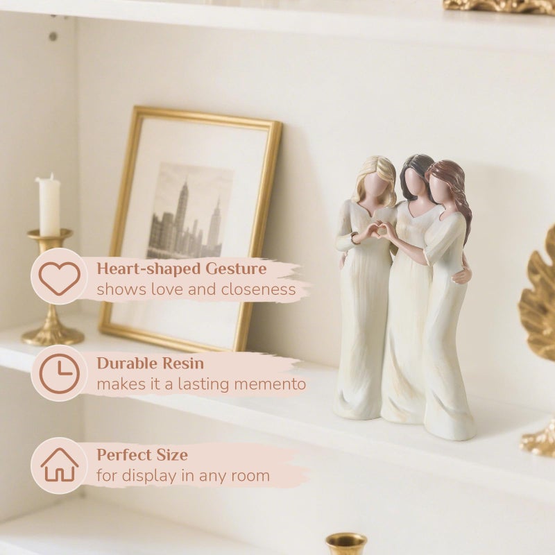 Storieme Friend Birthday Gifts for Women: Unique 3 Sisters Friendship Resin Figurines Statue - Trio Sisters Gift from Sisters - Special Christmas Friendship Day Present for Besties Female - Image 2