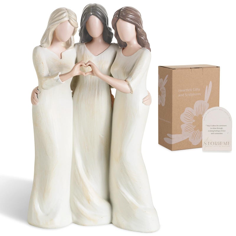 Storieme Friend Birthday Gifts for Women: Unique 3 Sisters Friendship Resin Figurines Statue - Trio Sisters Gift from Sisters - Special Christmas Friendship Day Present for Besties Female - Image 1