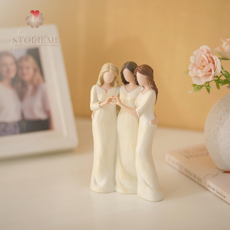 Storieme Friend Birthday Gifts for Women: Unique 3 Sisters Friendship Resin Figurines Statue - Trio Sisters Gift from Sisters - Special Christmas Friendship Day Present for Besties Female - Image 5