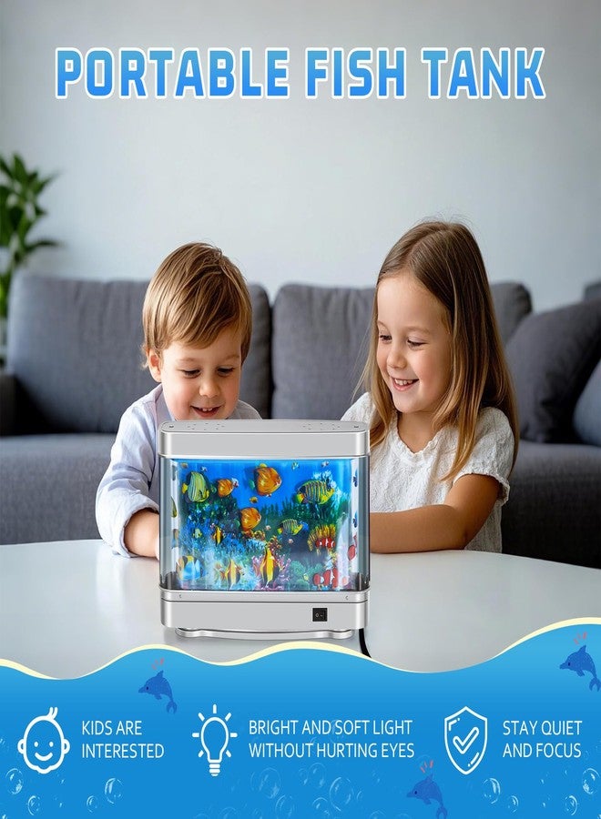 7CDXD Fake Fish Tank,Artificial Aquarium Decorations,Fake Aquarium Decor,Virtual Ocean Moving Fish lamp for Bedroom Office Décor - Image 2