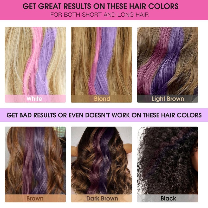 MSDADA Pink Hair Chalk - Temporary Bright Washable Hair Color Comb for Kids - Fluorescent - Image 3