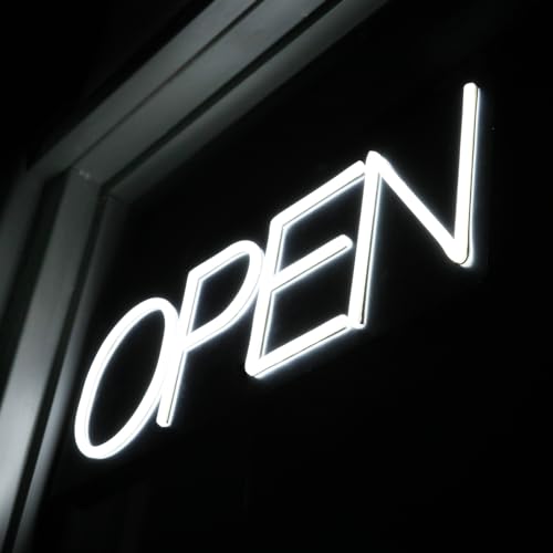 Neonawall Ultra Bright LED Neon Open Sign - 22 Inch Electric Light Up Sign for Business Storefront Window Glass Door Retail Shop Store Bar Salon Restaurant, White - Image 1