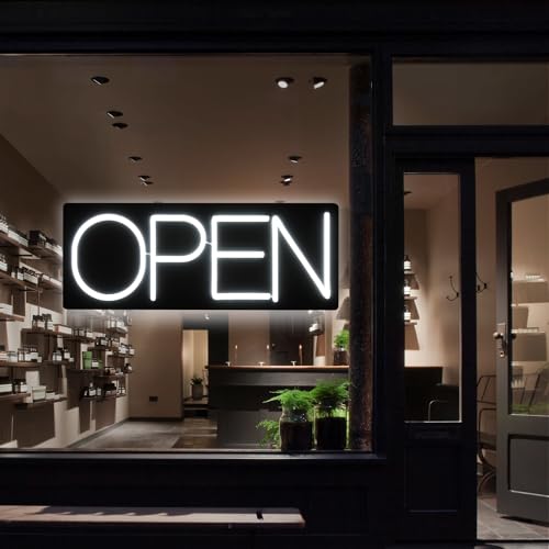 Neonawall Ultra Bright LED Neon Open Sign - 22 Inch Electric Light Up Sign for Business Storefront Window Glass Door Retail Shop Store Bar Salon Restaurant, White - Image 2