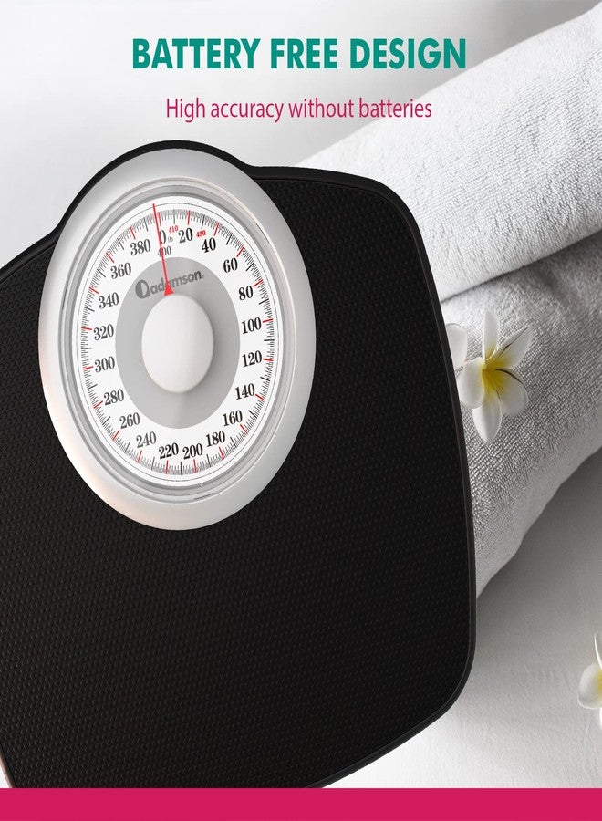 Adamson A25W Scales for Body Weight - Up to 400 LB - 5.3" Dial on 12.4" x 10.2" Platform - Anti-Skid Rubber Surface - High Precision Bathroom Scale Analog - Durable with 20-Year Assurance - White - Image 5