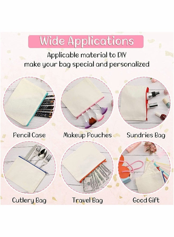 Blank DIY Craft Bag Canvas Pen Case, KASTWAVE Canvas Zipper Pouch Bags Canvas Pencil Pouch Canvas Makeup Bags, Multi-Purpose Travel Cosmetic Bag (40Pcs) - Image 5