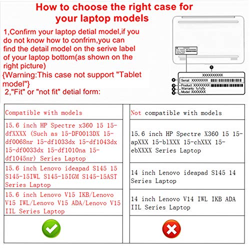 Alapmk Protective Case Cover for HP Spectre x360 15 15-dfXXXX & case for Lenovo ideapad S145 15 S145-15IWL/IdeaPad 3 15IIL05/case for Lenovo V15 IKB 15.6" Laptop,Black - Image 2