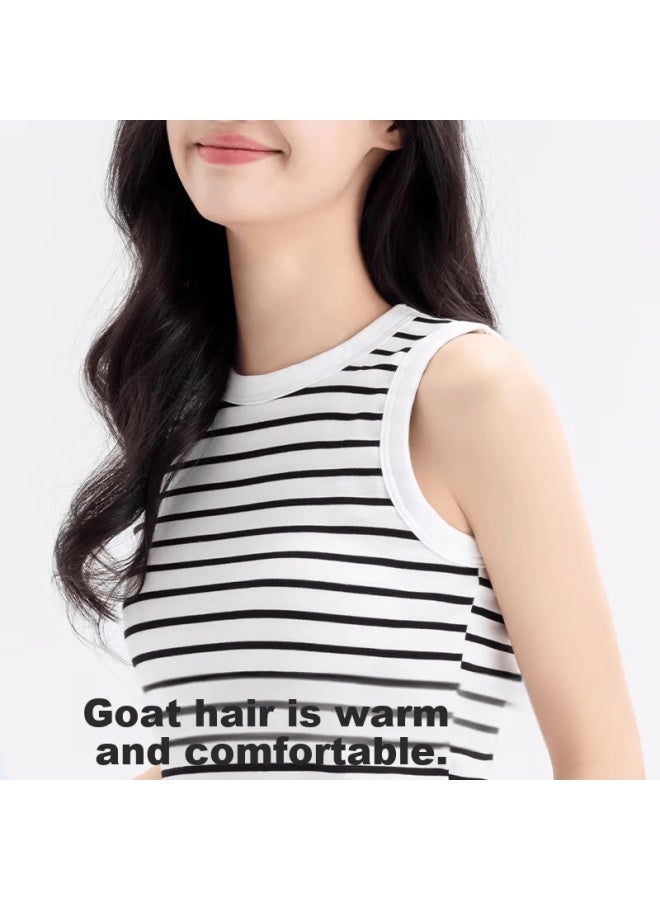 Don't speak Bieyu Striped Padded Vest Bra Integrated Summer Outerwear Side Coverage Colorblock Sleeveless Top Black L - Image 2