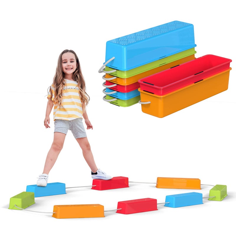 Special Supplies Stepping Stones for Kids Balance Beams 8 Set Non-Slip Textured Surface and Slip Resistant Floor Rubber Edges, Promote Agility, Strength, Active Play - Image 1