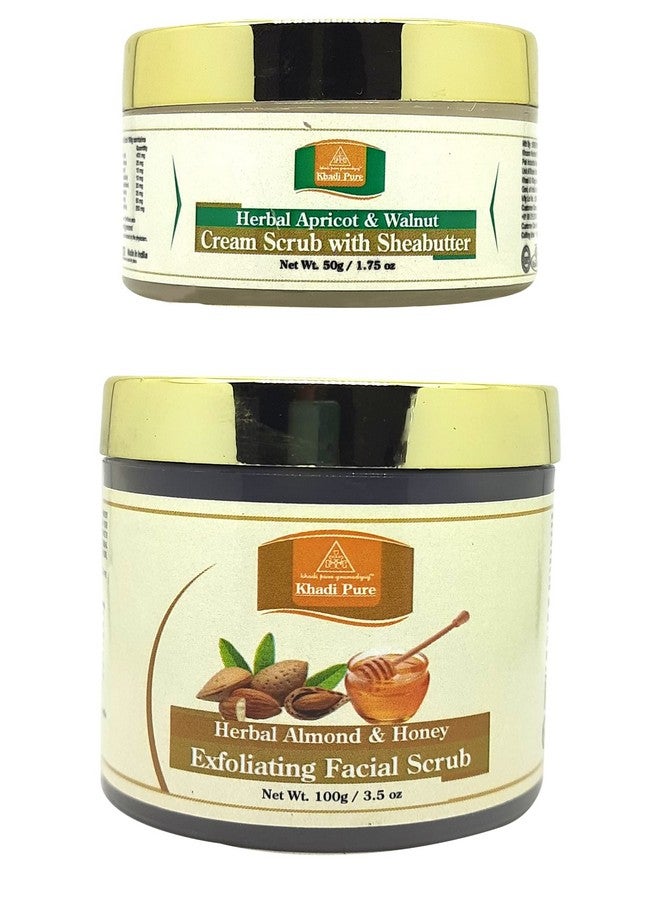 Khadi Pure Apricot & Walnut and Almond & Honey Facial Scrub Combo, 100 ml (Pack of 2)