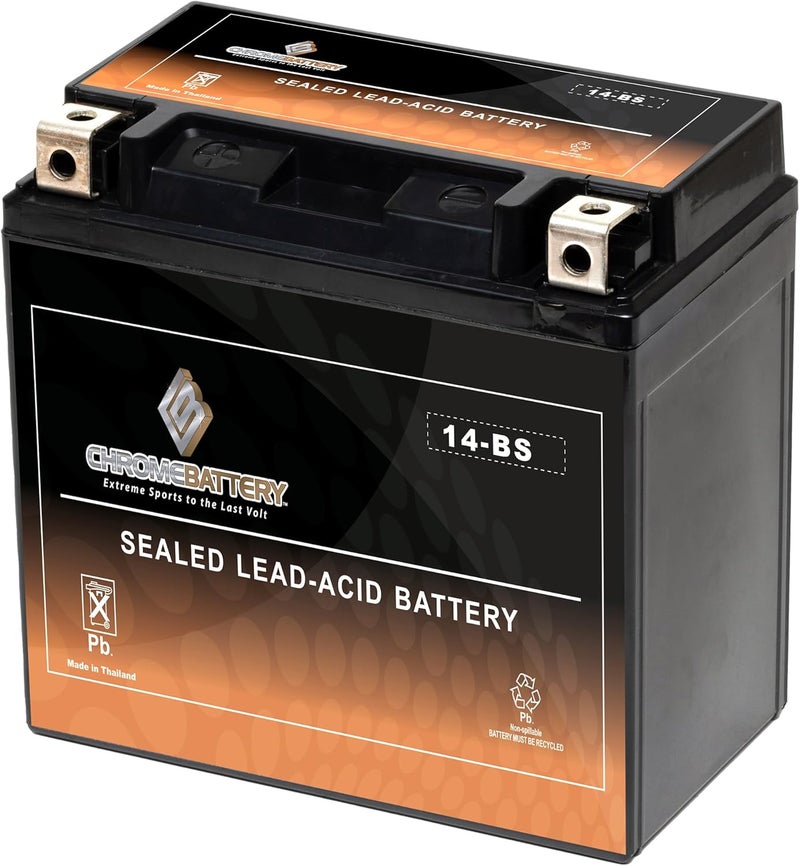 CB CHROMEBATTERY بطارية ATV YTX14-BS 200CCA - قابلة للشحن، مختومة من المصنع، بديل لهوندا TRX 500 420 450 350 300 روبكون فورمان رانشر - Image 2